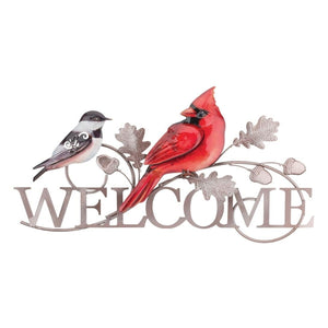 21.25" Silver Welcome Cardinal Wall Décor 1
