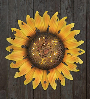 13.5" Yellow Solar Sunflower Wall Décor 2