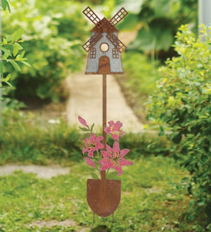 46" Rustic Windmill Birdhouse Stake 3
