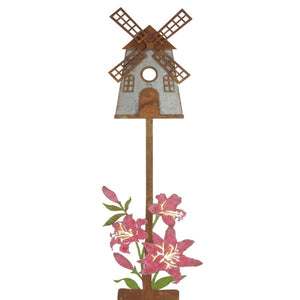 46" Rustic Windmill Birdhouse Stake 1