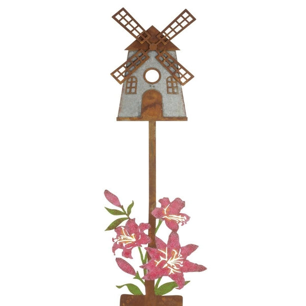 46" Rustic Windmill Birdhouse Stake 1