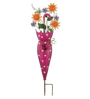 34" Pink Umbrella Flower Stake 2