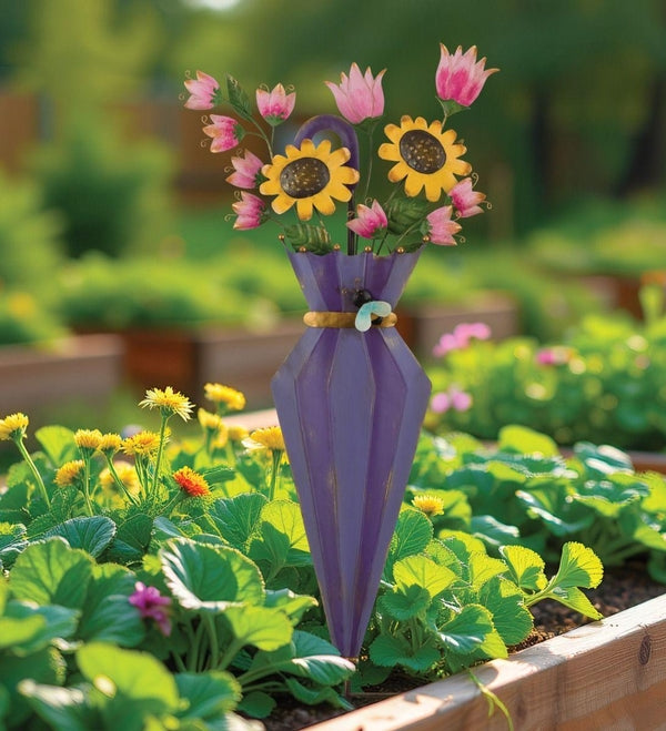 33" Purple Umbrella Flower Stake 3
