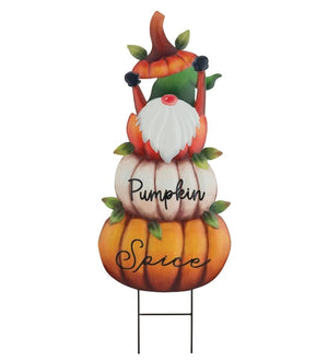 35" Metal "Pumpkin Spice" Pumpkin Gnome  Decor (Set of 2) 2