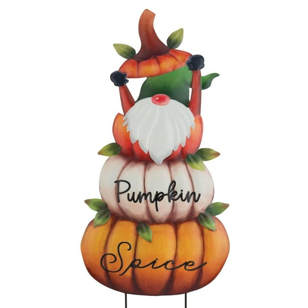 35" Metal "Pumpkin Spice" Pumpkin Gnome  Decor (Set of 2) 1