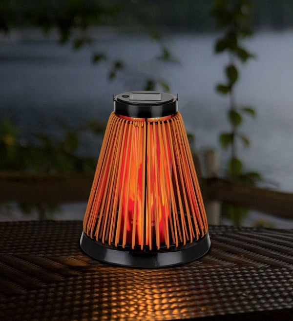 9.5" Cone Wicker Solar Lantern LED Light 3