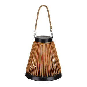 9.5" Cone Wicker Solar Lantern LED Light 1