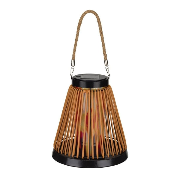 9.5" Cone Wicker Solar Lantern LED Light 1