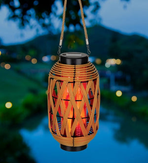 11.75" Tubular Wicker Solar Lantern LED Light 2