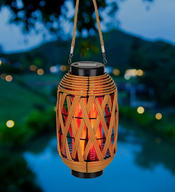 11.75" Tubular Wicker Solar Lantern LED Light 2