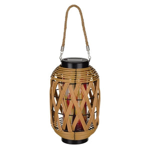 11.75" Tubular Wicker Solar Lantern LED Light 1