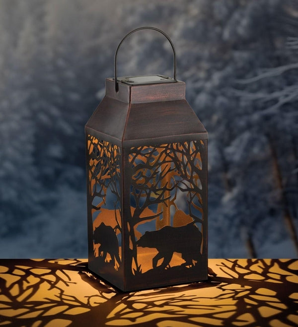 15.5" Shadow Bear Solar Square Lantern LED Light 2