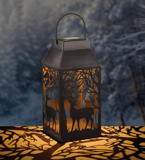 15.5" Shadow Deer Solar Square Lantern LED Light 2