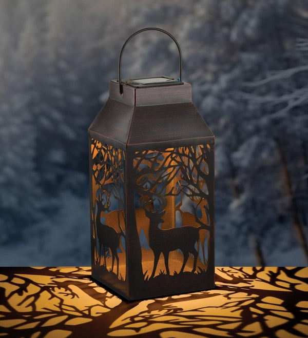 15.5" Shadow Deer Solar Square Lantern LED Light 2