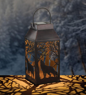 15.5" Shadow Wolf Solar Square Lantern LED Light 2