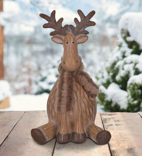 11.75" Medium Brown Woodland Moose Sitting Décor 2
