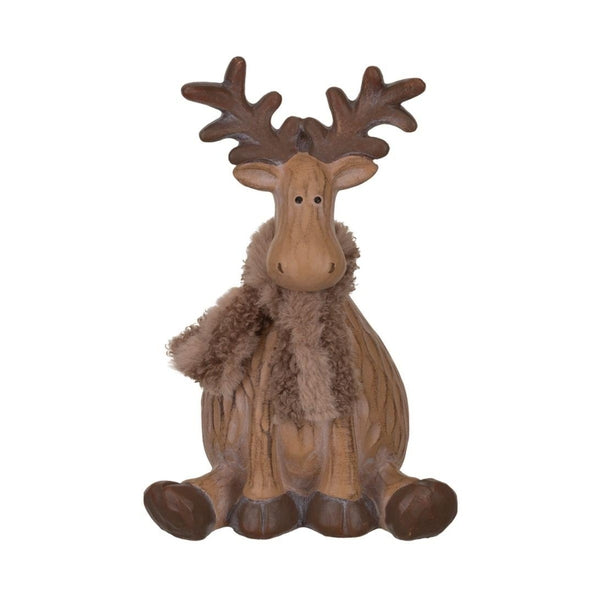 8.5" Small Brown Woodland Moose Sitting Décor 1