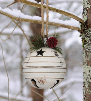 8" Rustic Round Antique White Bell 3