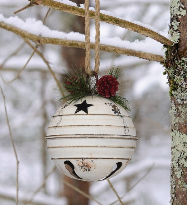 8" Rustic Round Antique White Bell 3