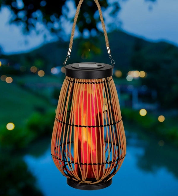 12.5" Pear Wicker Solar Lantern LED Light 2