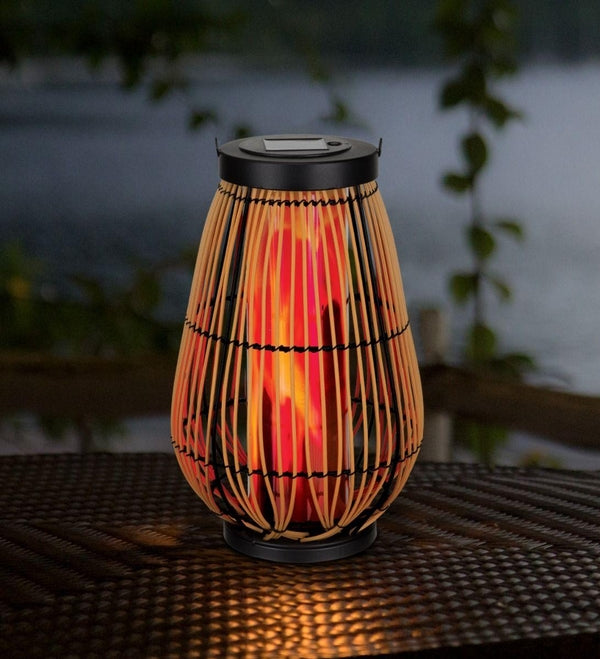 12.5" Pear Wicker Solar Lantern LED Light 3