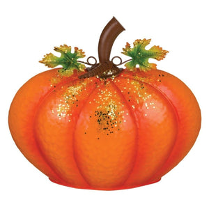 11.5" Orange Gilded Metal Pumpkin Decor 1