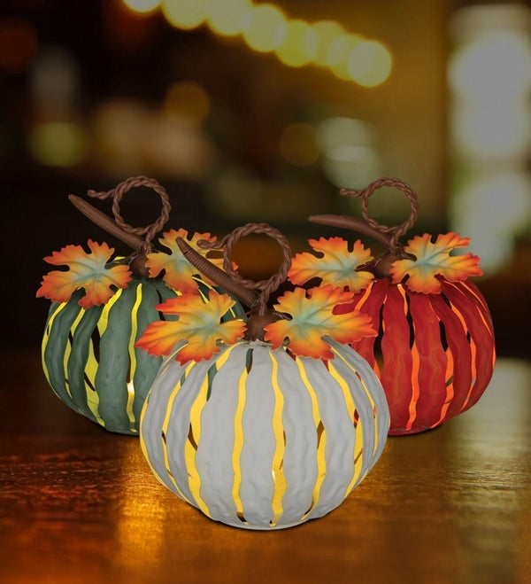 5.5" Small Multicolor LED Light Pumpkin Decor (Set of 3) 3