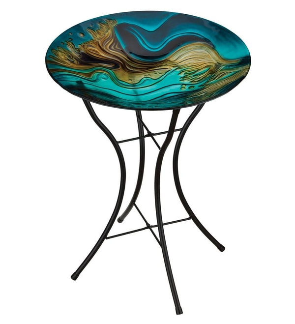 18" Swirl Green Birdbath/Feeder 2