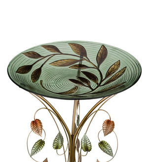 18" Leaves Birdbath/Feeder with Decorative Stand 2