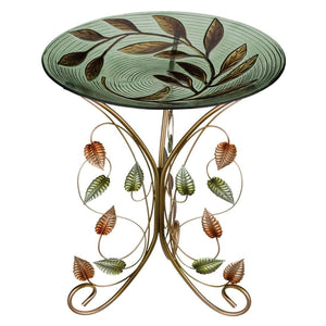 18" Leaves Birdbath/Feeder with Decorative Stand 1