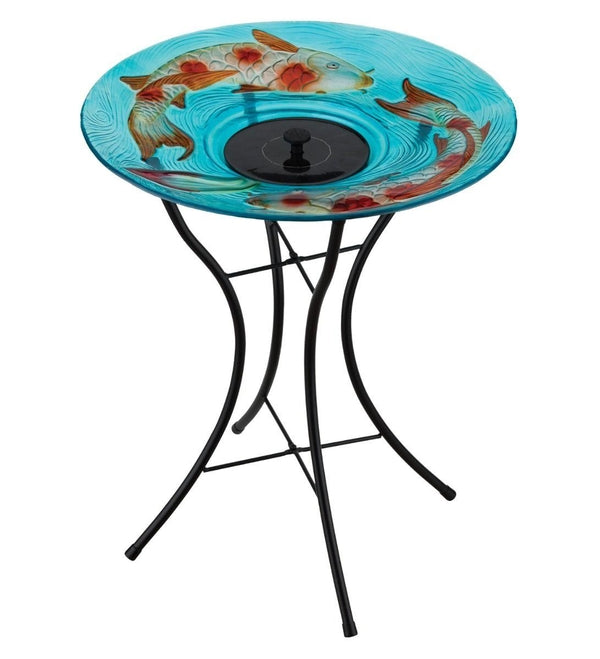 18" Koi Solar Fountain/Birdbath with Stand 2