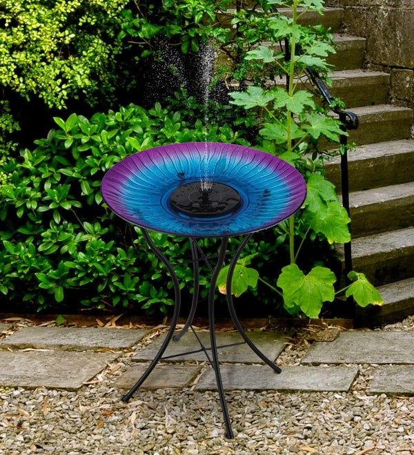 18" Purple Solar Fountain/Birdbath with Stand 3