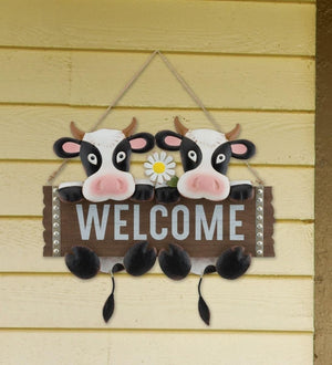 17" Welcome Sign Cow Wall Décor 2