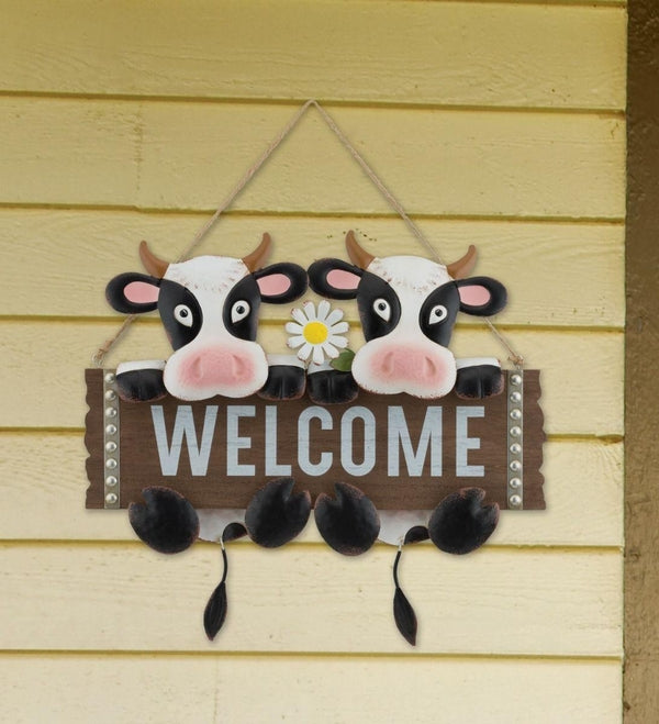 17" Welcome Sign Cow Wall Décor 2
