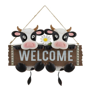 17" Welcome Sign Cow Wall Décor 1