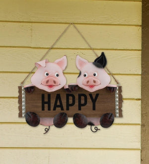15" Happy Sign Pig Wall Décor 2
