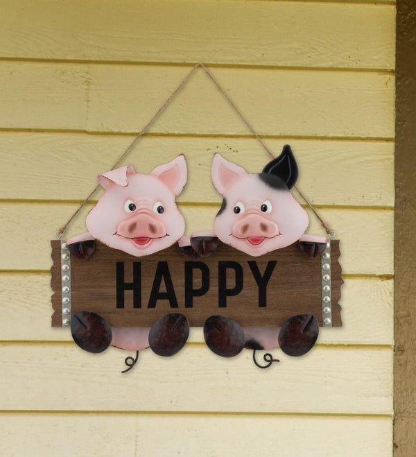 15" Happy Sign Pig Wall Décor 2