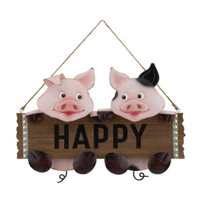 15" Happy Sign Pig Wall Décor 1