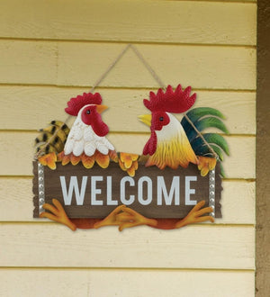 14" Welcome Sign Rooster Wall Décor 2
