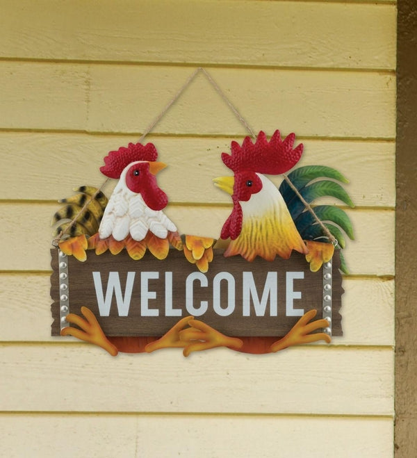 14" Welcome Sign Rooster Wall Décor 2