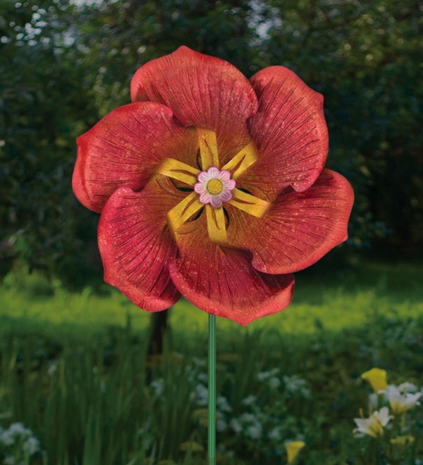 17.5" Textured Flower Poppy Regal Art & Gift Spinner Stake 3