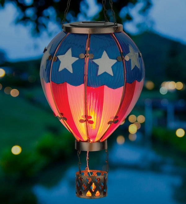 23.5" Americana Hot Air Balloon Solar Lantern LG 3