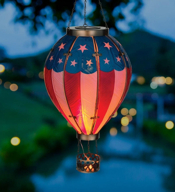 27.25" Extra Large Americana Hot Air Balloon Solar Lantern 3