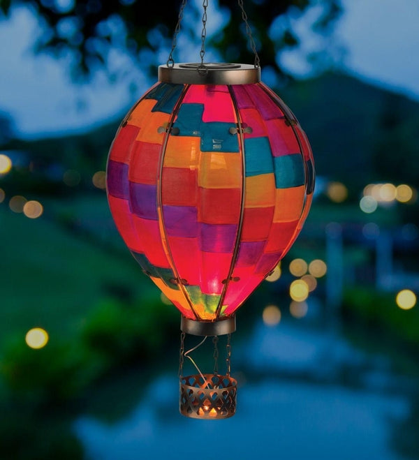 27.25" Extra Large Stripe Hot Air Balloon Solar Lantern 3