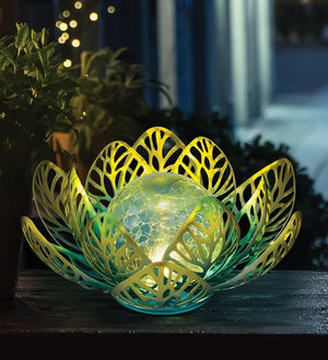 9.75" Blue Yellow Floral Solar LED Light Decor 2