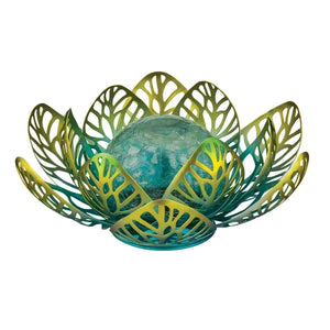 9.75" Blue Yellow Floral Solar LED Light Decor 1