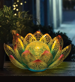 10" Orange Yellow Floral Solar LED Light Decor 2