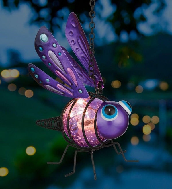 6" Purple Dragonfly Solar Mini Lantern 2
