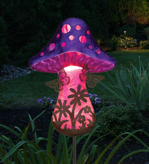 32" Fantasy Butterfly Mushroom Solar Stake 3
