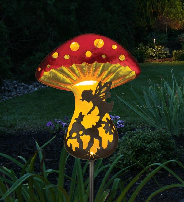 31" Fantasy Fairy Mushroom Solar Stake 3